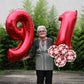 Lingqiang Red Mylar Foil Balloons Set - 40" Number 1 & 8, Self-Inflating, 18th Birthday Party Decorations, Durable Rubber Material