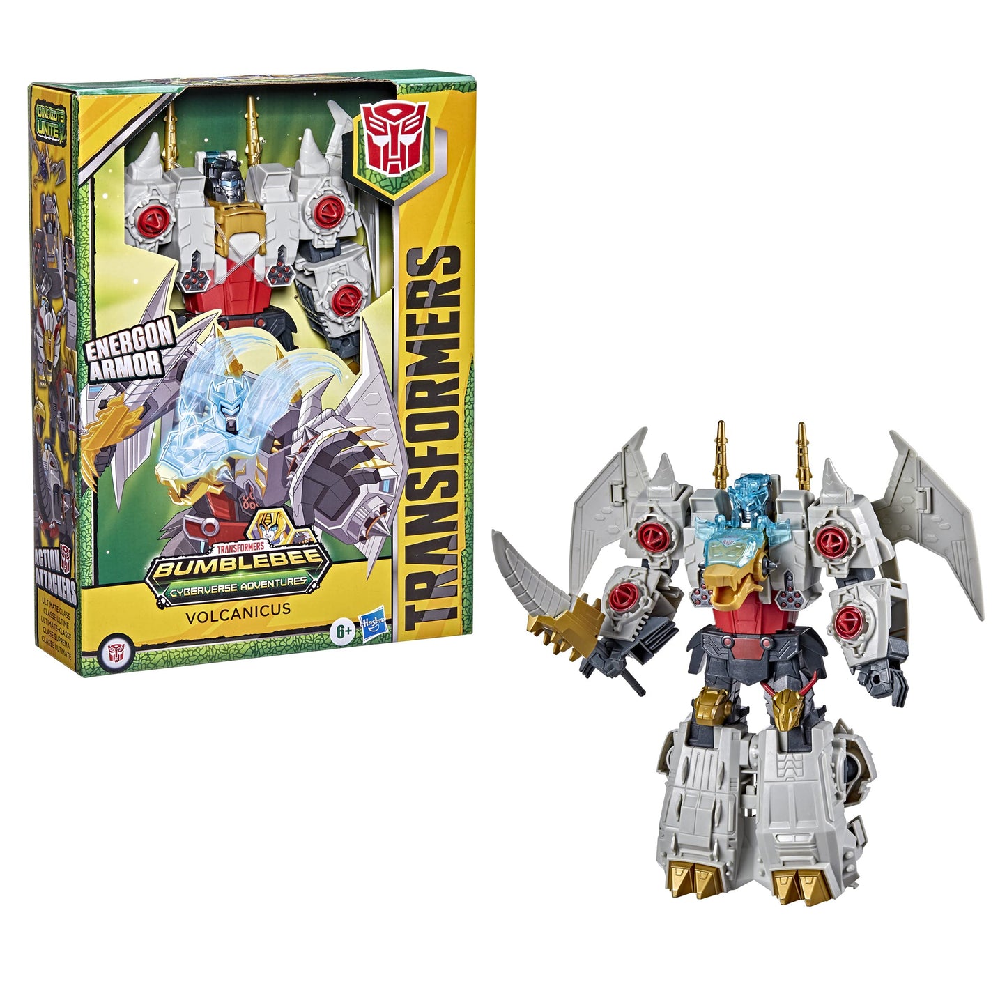 Transformers Bumblebee Dinobots Unite Volcanicus Figure, 9-inch, Plastic, Multi-color, Model F2748, Ages 6 and Up