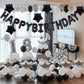 Big Black Happy Birthday Banner (3D Silvler) Mylar Foil Happy Birthday Balloons, 27Pcs Birthday Party Decorations With 10Pcs Ext