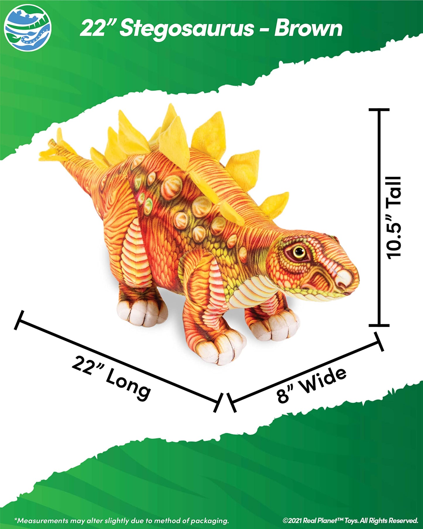 Real Planet 15' Cute Dinosaur Plush - Dino Stuffed Animal, Little Boy Dinosaur Toy, Baby Stuffed Dinosaur, Kids Stuffed Animal, (Orange Stegosaurus, 15') (22' Long)