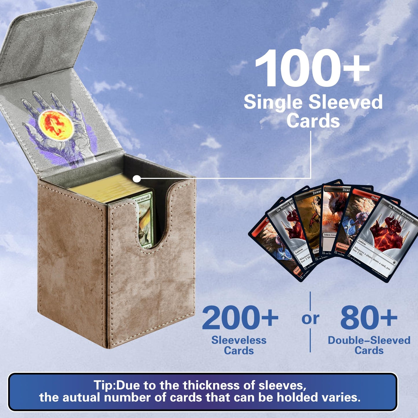 PROMAXIBINDER MTG Card Deck Box  Commander Deck Box Fits 100 Single Sleeved Cards  Storage for TCG/MTG Crads  PU Leather Strong Magenet (Mud  Tree)