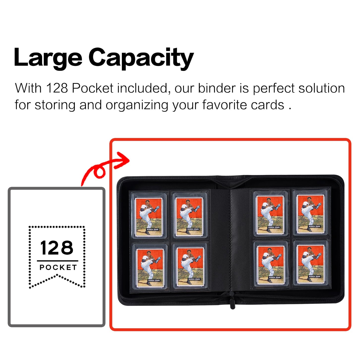 Toploader Binder  Holds 128 Top Loaders - 4 Pocket Top Loader Binder for 3 x 4 Rigid Card Holders for Trading Cards or Sports Cards  Model A - Classic Orange