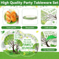 100Pcs Family Reunion Party Decorations Family Tree Reunion Plates Napkins Green Tree Welcome To Our Family Reunion Tableware Se