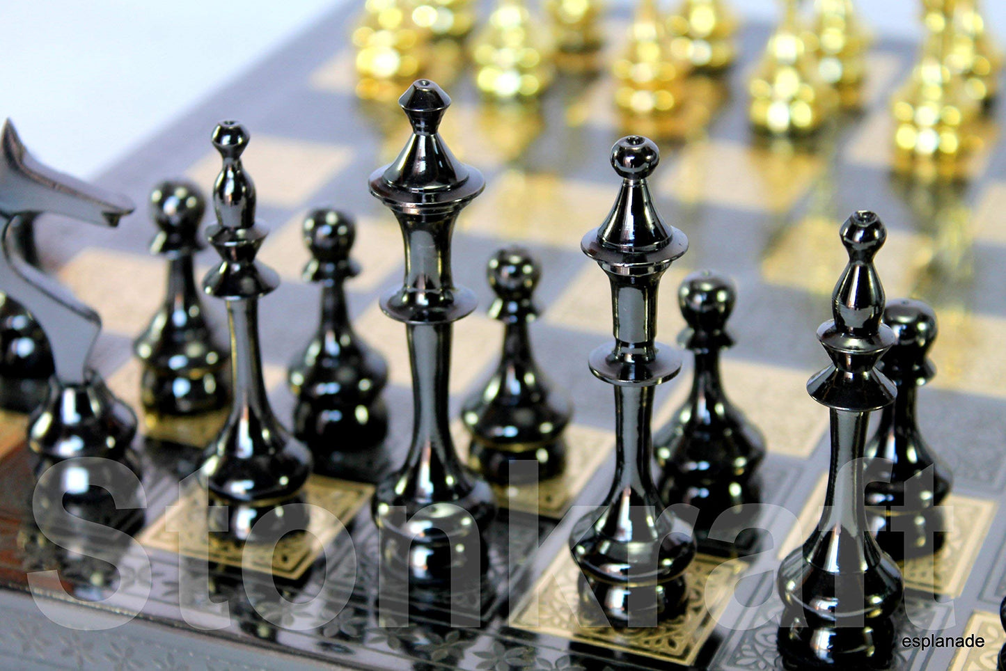 Stonkraft Collector Edition Brass Chess Pieces Pawns Chessmen Chess Coins Figurine Pieces (2.5'' Sleek)