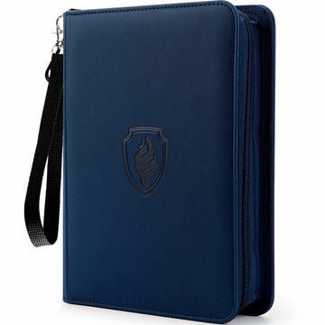 Fabmaker enhanced Zip Trading Card Binder  320 Card  Portable PU Collection Album  MTG & TCG Game Card Folder  Navy Blue