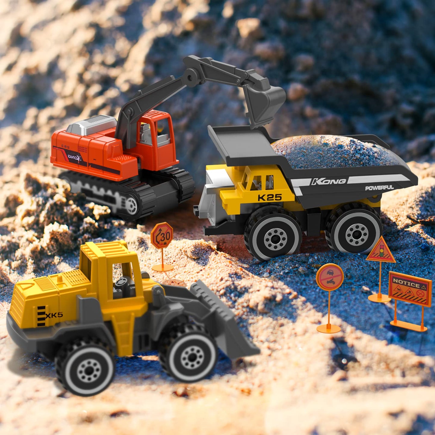 17 Metal Construction Vehicles Toys, Small Excavator Wheels Cars Mini Construction Trucks Toys for Boys Kids Toddlers Christmas