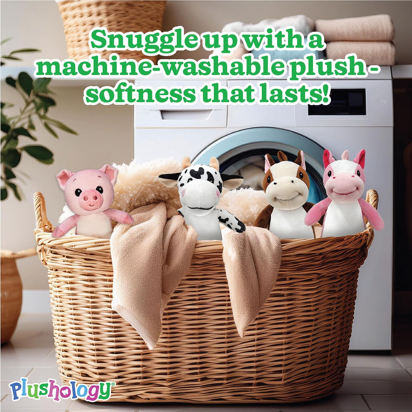 PLUSHOLOGY Squishy Pig Stuffed Animal; Ultra Soft and Cuddly Plush Toy for Kids 3 Years Old to mature-themeds; Child-Safe Embroidered Eyes adds a Unique Aesthetic; (6 Tall)