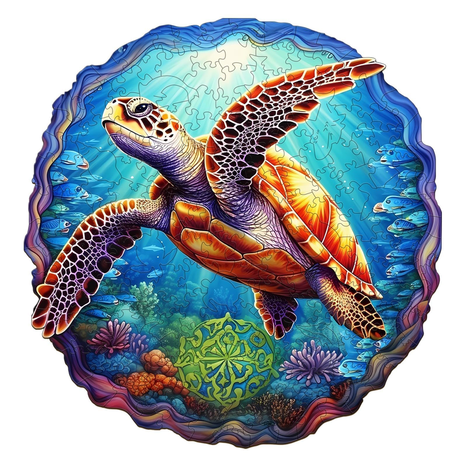Wooden Puzzles for mature-themeds - Advanced Deep Sea Turtle Wooden Puzzle Unique Puzzels Wooden Jigsaw Puzzles for mature-themeds  Wood Puzzles mature-themed Perfect for Birthday Gifts  Family Puzzles 8.4 x 8.7in 100pcs