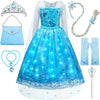 Davvew Princess Dress Light Up Halloween Costumes For Girls Age 3-10 Year Old Costume For Kids Toddler Dress Up Clothes