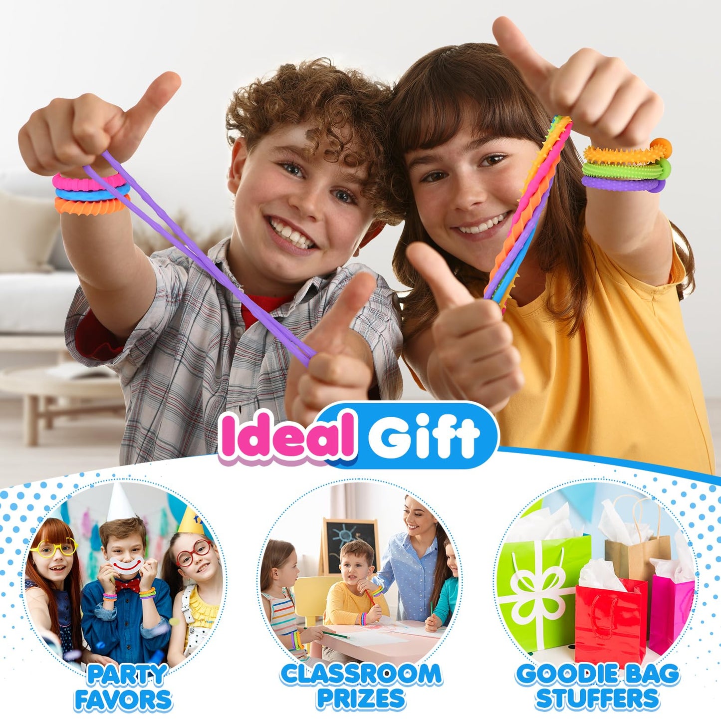 Sensory Toys Fidget Stretchy Strings: Fidget Toys Bracelet For Kids Calming - Adjustable Sensory Bracelet For Autism - Quiet Prizes Box Toys For Classroom 6 Pack