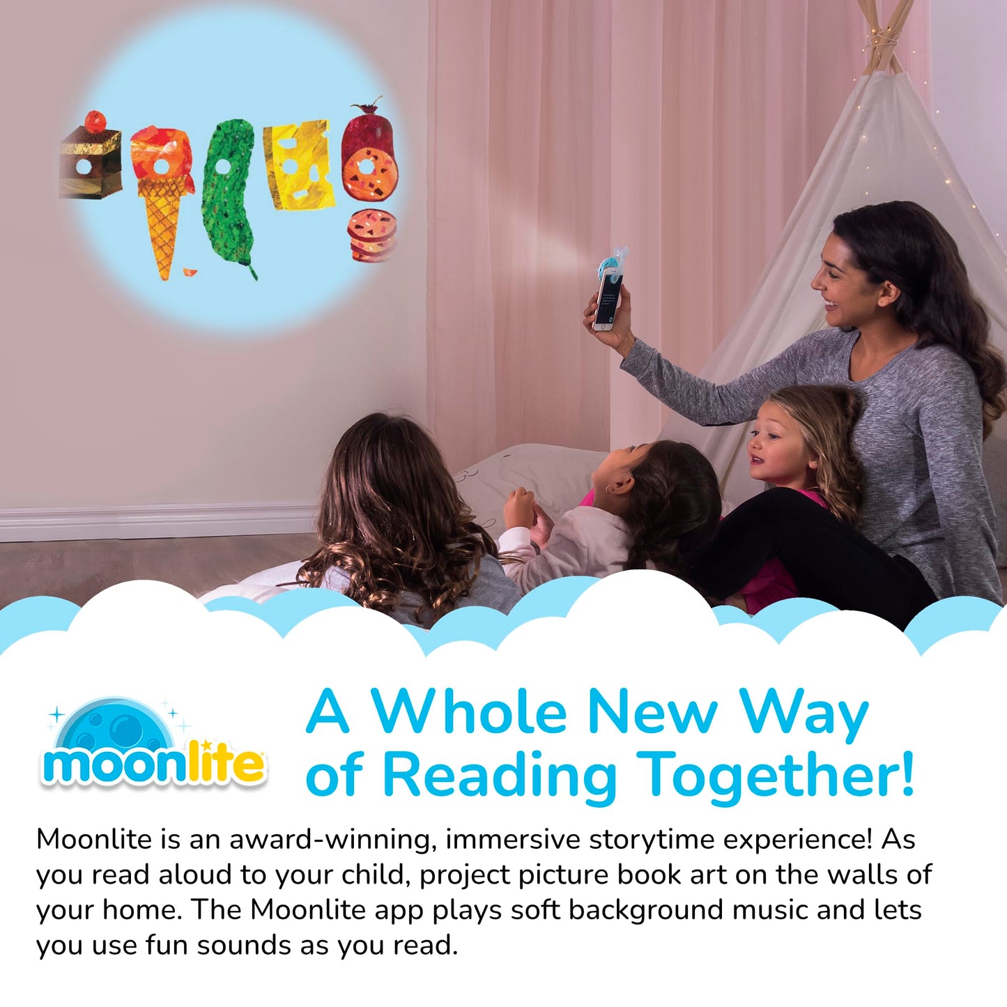 Moonlite Storytime Storybook Reels, 2 Story Set, Chicka Chicka Boom Boom, The Very Hungry Caterpillar, Digital Stories for Proje