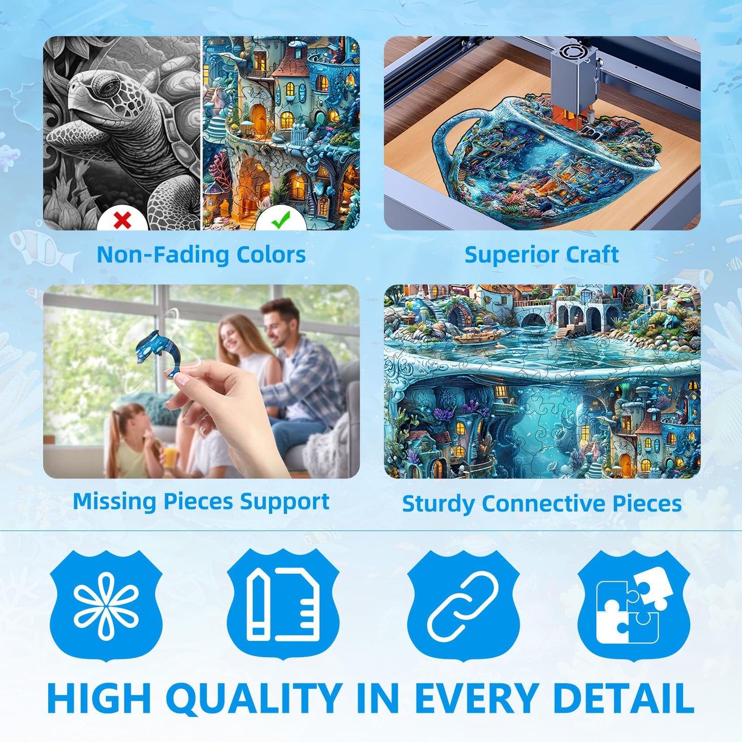 Wooden Puzzles for mature-themeds  Ocean Mug Wooden Jigsaw Puzzle for mature-themeds  Unique Shaped Wood Puzzles mature-themed  Dreamy City Scenery Puzzle  Fun Gifts & Home Decor (L-13.4 * 13.4in - 245 pcs)