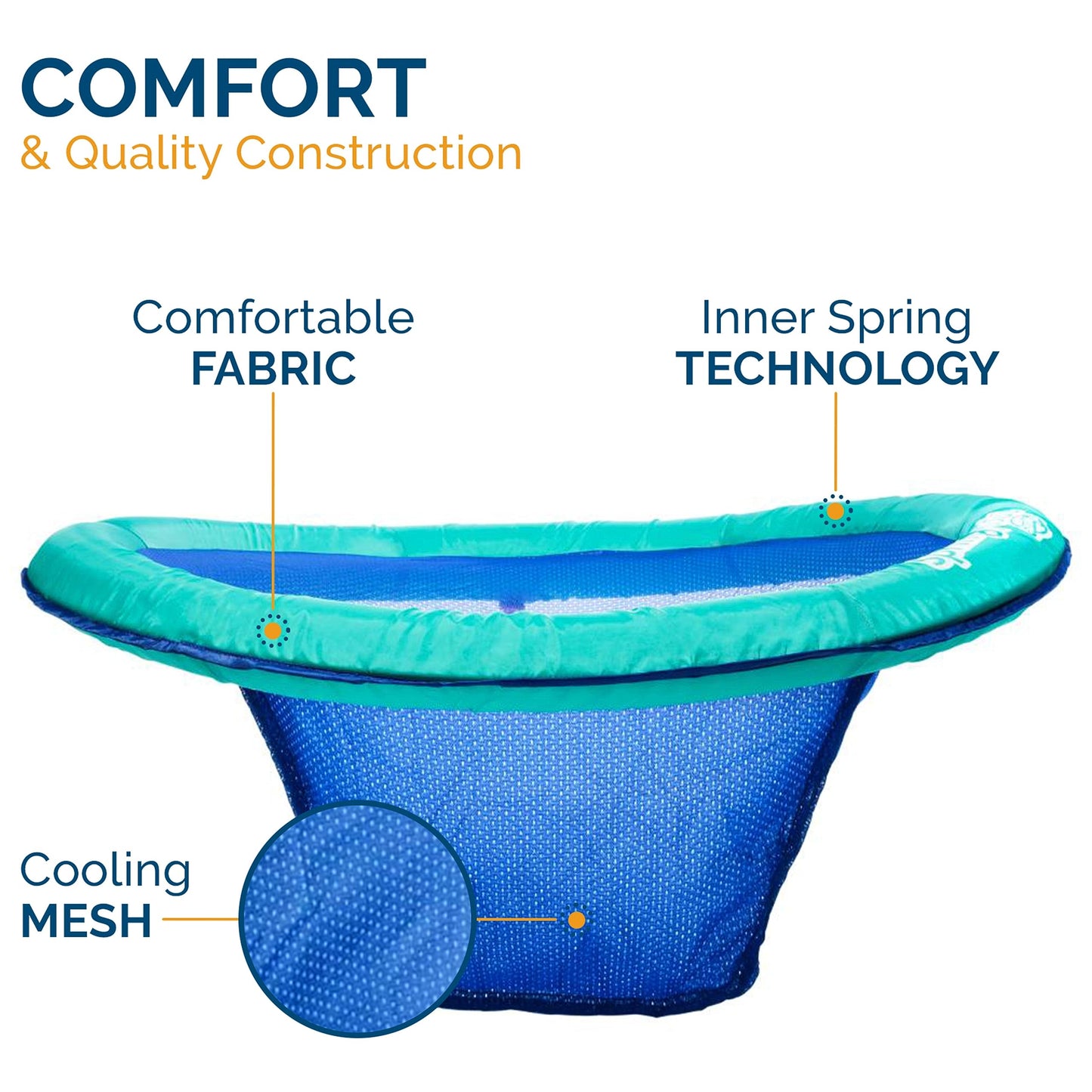 SwimWays Spring Float Papasan Pool Lounger for Swimming Pool  Inflatable Pool Floats mature-themed with Fast Inflation for Ages 15 & Up  Aqua