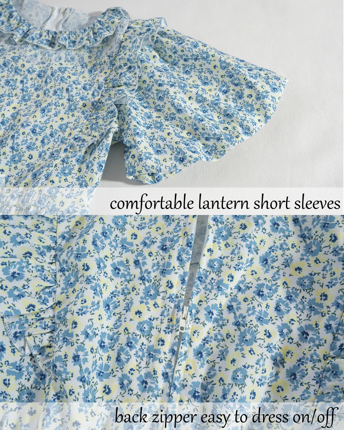 LTAKK Pioneer Dress Girls Colonial Costume Prairie Pilgrim Girl Dresses with Pinafore, Yellow Blue, Medium, age over 4 years old