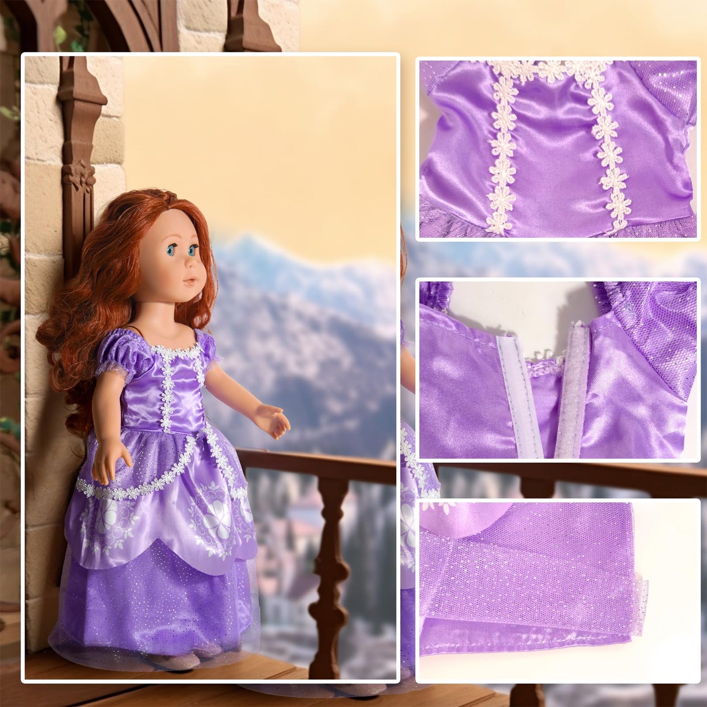 18 Inch Doll Clothes Accessories - 6Pcs Different Princess Costume Dress