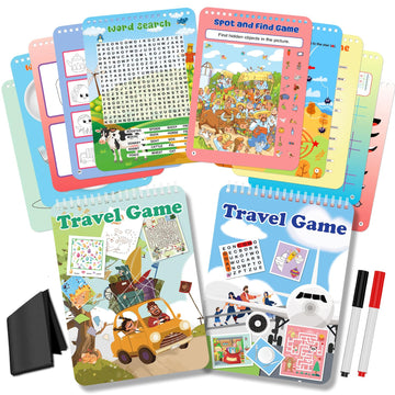 Elfew 2 Pack Reusable Activity Game For Kids Ages 4-8, 8-12,Travel Games Include 56 Different Game,1-2 Players,Toy & Learning To