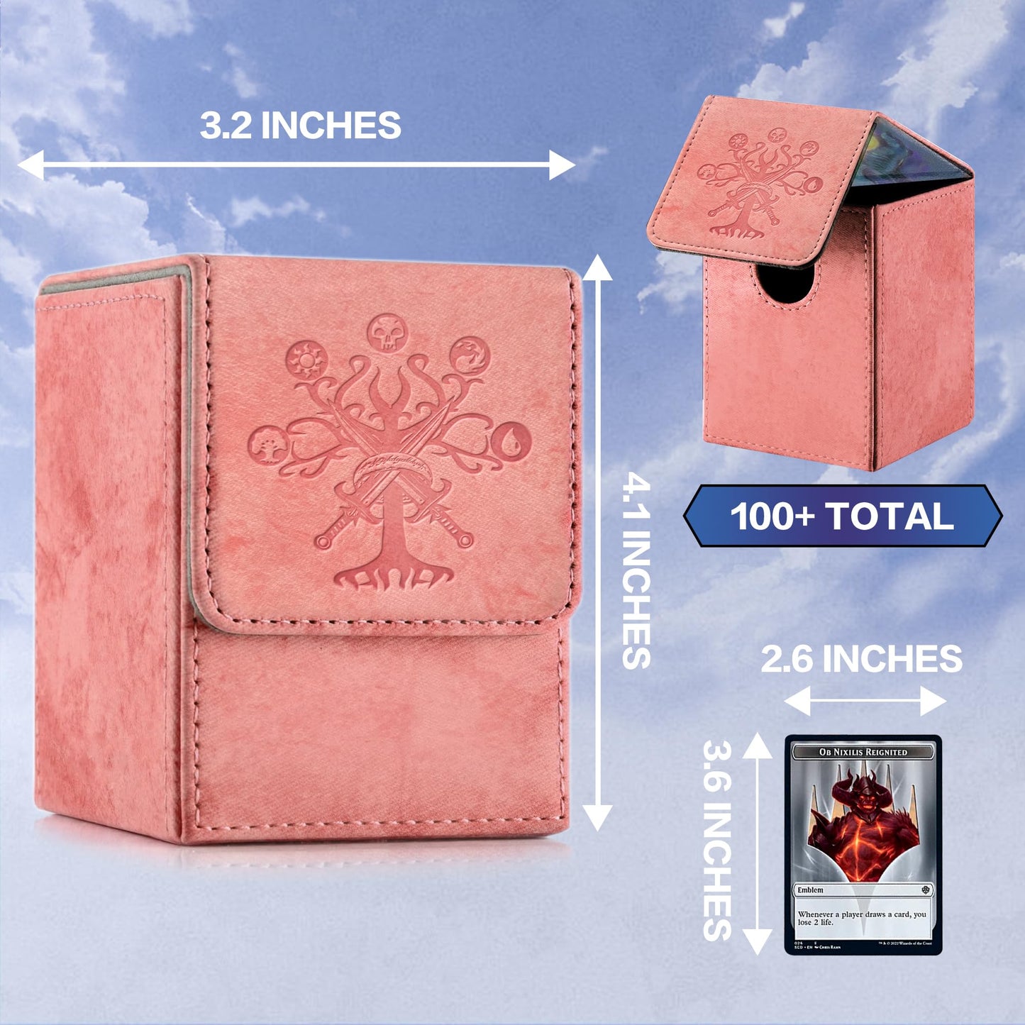 Promaxibinder Mtg Card Deck Box, Commander Deck Box Fits 100 Single Sleeved Cards, Storage For Tcg/Mtg Crads, Pu Leather Strong