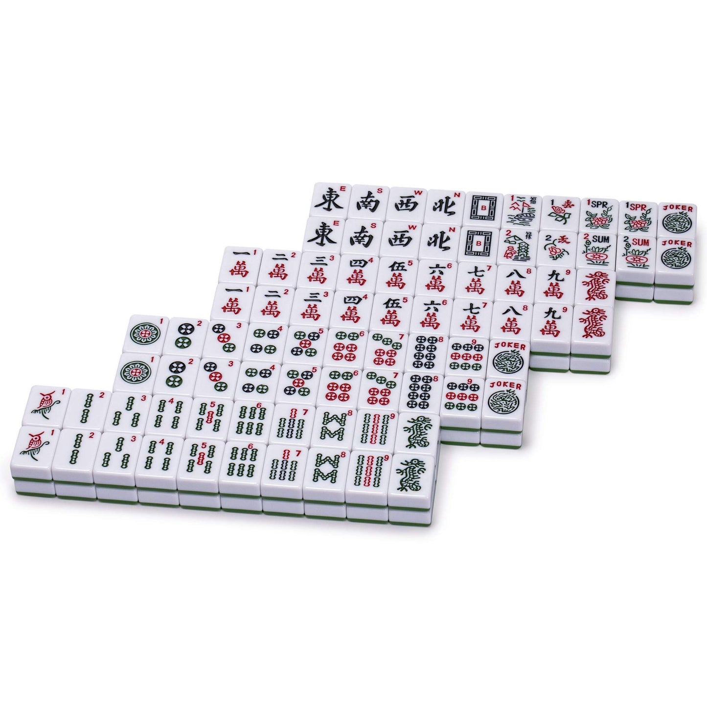 Yellow Mountain Imports American Mahjong Tiles Set of 166, Melamine, Green, Model FX-AT002-A