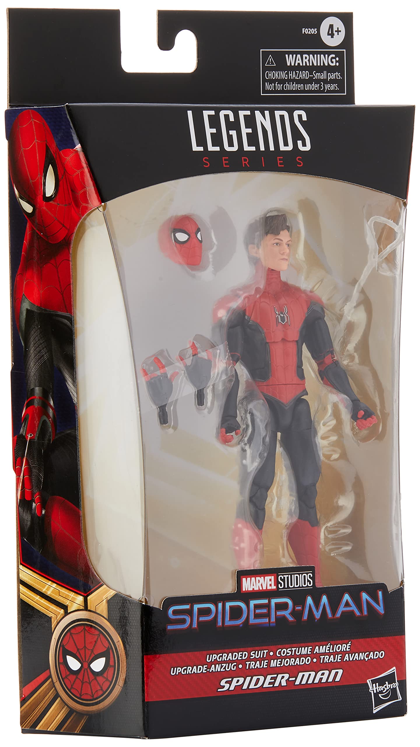 Marvel Spider-Man Action Figure, 6-inch Scale, Upgraded Suit, Spandex Material, Includes 4 Accessories, Model F0205, Multi-color