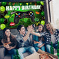 Blulu Video Game Happy Birthday Backdrop Game On Birthday Banner Level Up Gaming Theme Party Background Photo Props For Party Wall Decorations Supplies(Green)