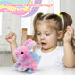 Easfan Easter Rabbit Pink Plush Jumping Spotted Rabbit Talking Hopping Ears Nose Moving Educational Plush Toy Singing Shaking Gl