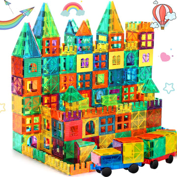Fnjo Magnetic Tiles, 100Pcs Building Blocks, Magnets Building Set, Stem Construction Stacking Toy Gift For Kids 3+ Boys And Girl