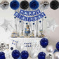 Blue And Silver Birthday Decorations For Men Boys, Navy Blue Silver Party Decoration Royal Bue Silver Birthday Balloons Happy Bi