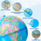Bshapplus 13'' World Globe For Kids, Classroom Globe For Education & Decoration With Metal Base, Hd Film Surface