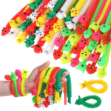 48 Pcs Christmas Stretchy Strings Fidget Toys, Colorful Stretchy Fidgets Sensory Toys, Stress Relief Stretch Sensory Bracelet St
