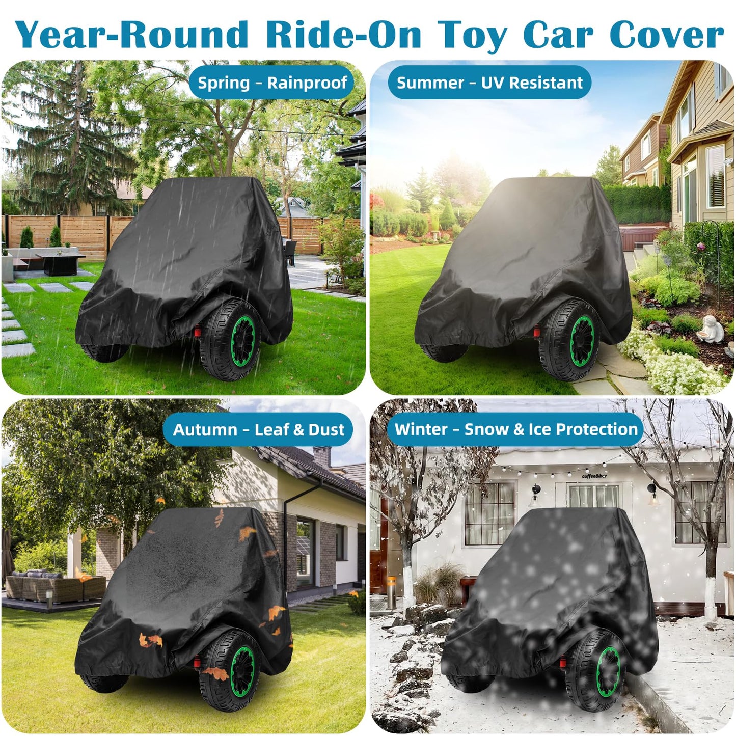 Strifuture Kids Car Cover - Ride-On Car Truck Cover Waterproof  420D Kids Ride on Toys with Adjustable Drawstring & Safety Buckles  Durable PU Coated Protection for Kids Electric Vehicles