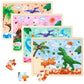 Wernnsai Dinosaur Wooden Jigsaw Puzzles - Preschool Educational Brain Teaser Boards 4 Packs With 24 Piece Dino Puzzles Toys Dino
