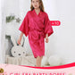 IVRRISS 10pcs Kid Girls Spa Costume Party Robes Set Silky Plain Kimono Robes for Wedding Birthday(rosa,8)
