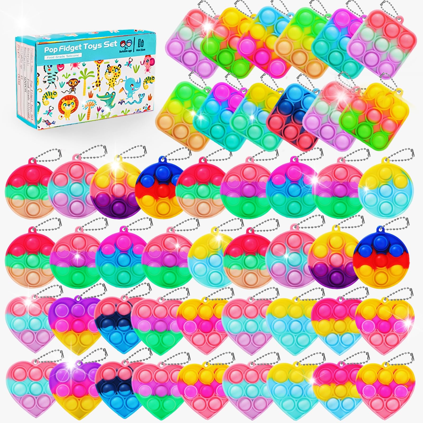 57PCS Party Favors for Kids Fidget Toys Bulk Its Birthday Party Favors for Kids Toddlers mature-themed  Small Classroom Prizes Box Fidgets Toys for Kids  Treasure Chest  Goodie Bag Stuffers  Bubbles Poppers