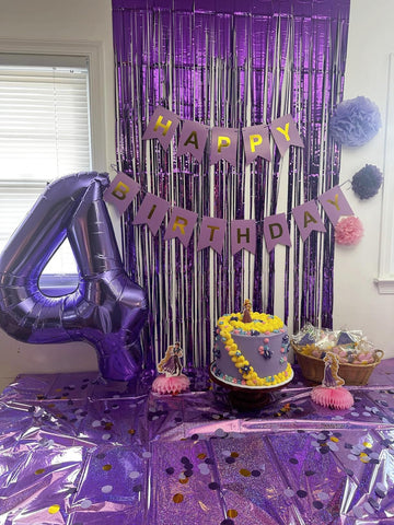 4 Balloon Number 40 Inch Large Mylar Foil Helium Purple Balloons For 4Th Birthday Party, Number 4 14 40 44 Party Decorations, Sq