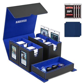 Mtg Deck Box With Commander Display -Patented Design, 5 In 1 Trading Card Storage Box Fit 400 Double-Sleeved Cards, Card Deck Ca