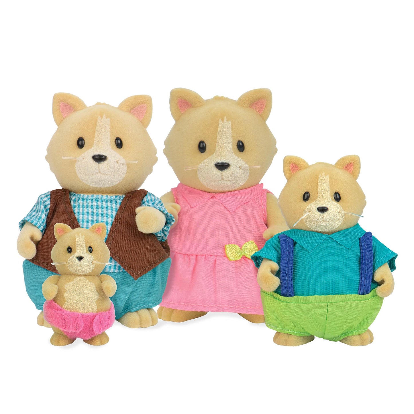 Li'L Woodzeez Cat Family Set – Whiskerelli Cats With Storybook – 5Pc Toy Set With Miniature Animal Figurines – Family Toys And Books For Kids Age 3+