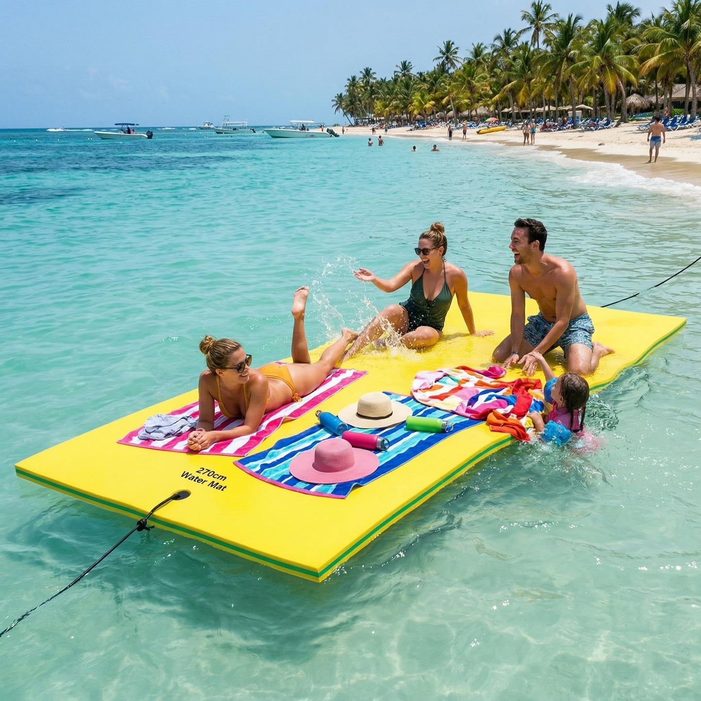 Outroad 9FT Floating Water Pad Mat, 3 Layers XPE Foam Lily Pad for Beach, Ocean, Lake, Roll-Up Floating Island for Water Recreat