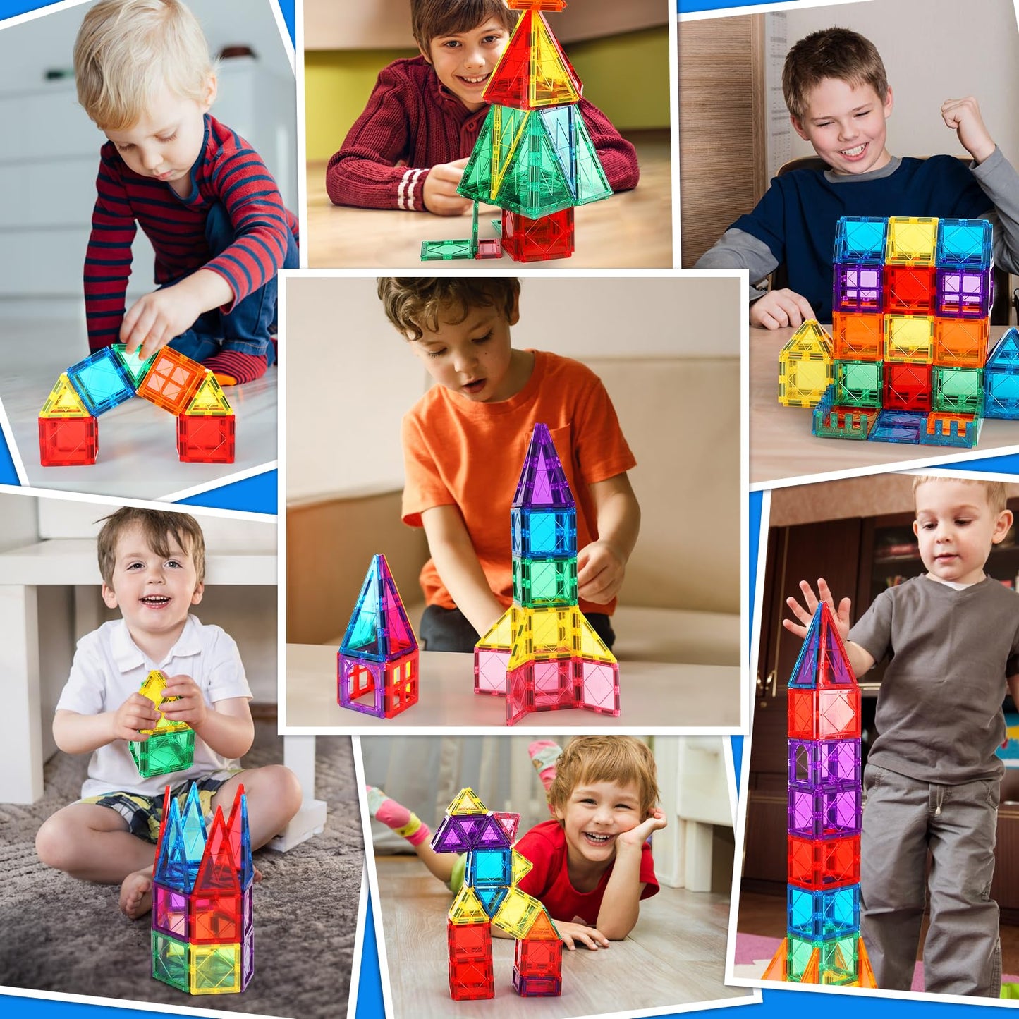 100Pcs Magnetic Tiles Kids Toys - Magnetic Building Blocks Stem Magnet Building Set Preschool Learning Magnetic Toys For Kids Ag