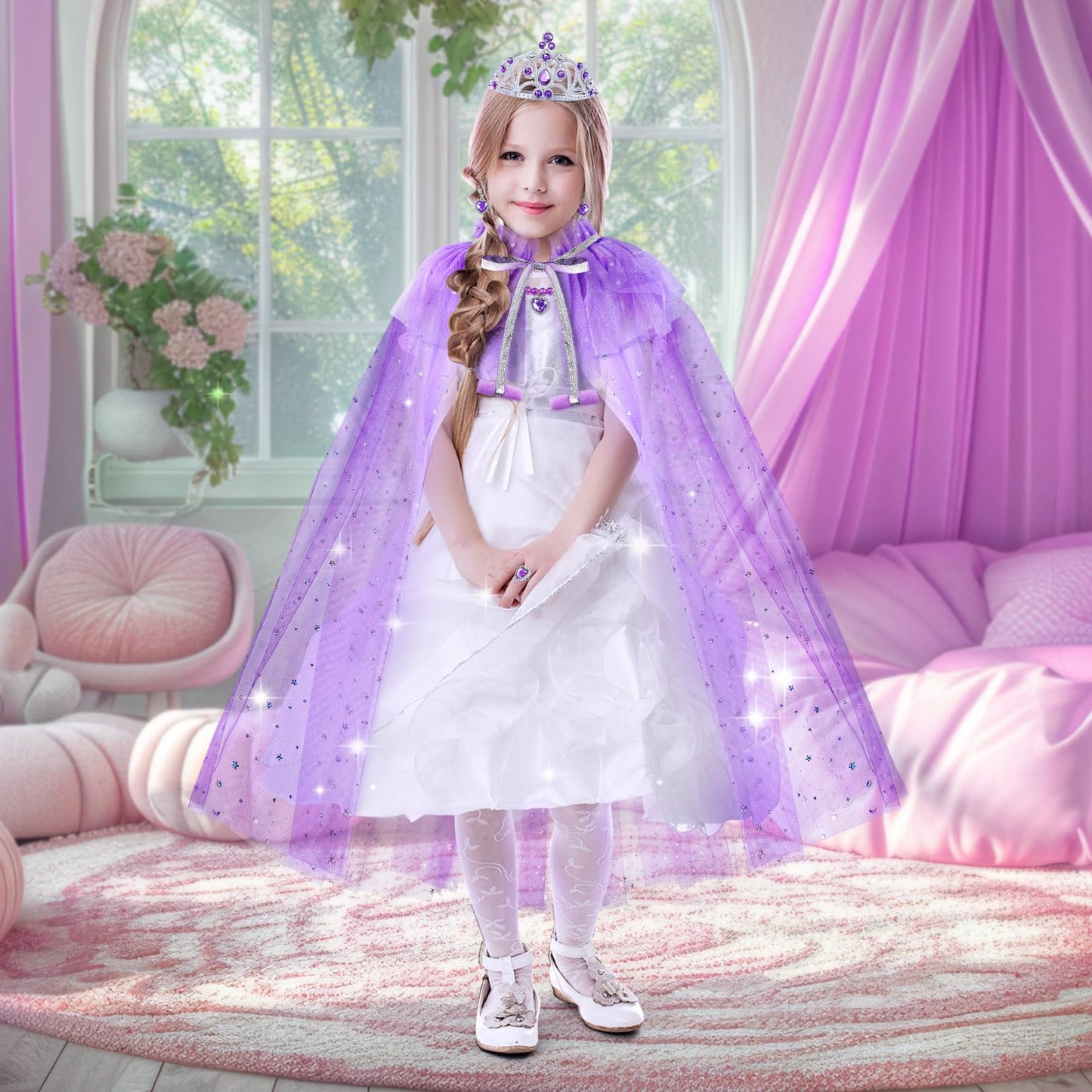 Heyzeibo Princess Dresses For Girls 4-6, Princess Cape Set, Princess Dressing Up Toys Role Play Gifts For Christmas Birthday