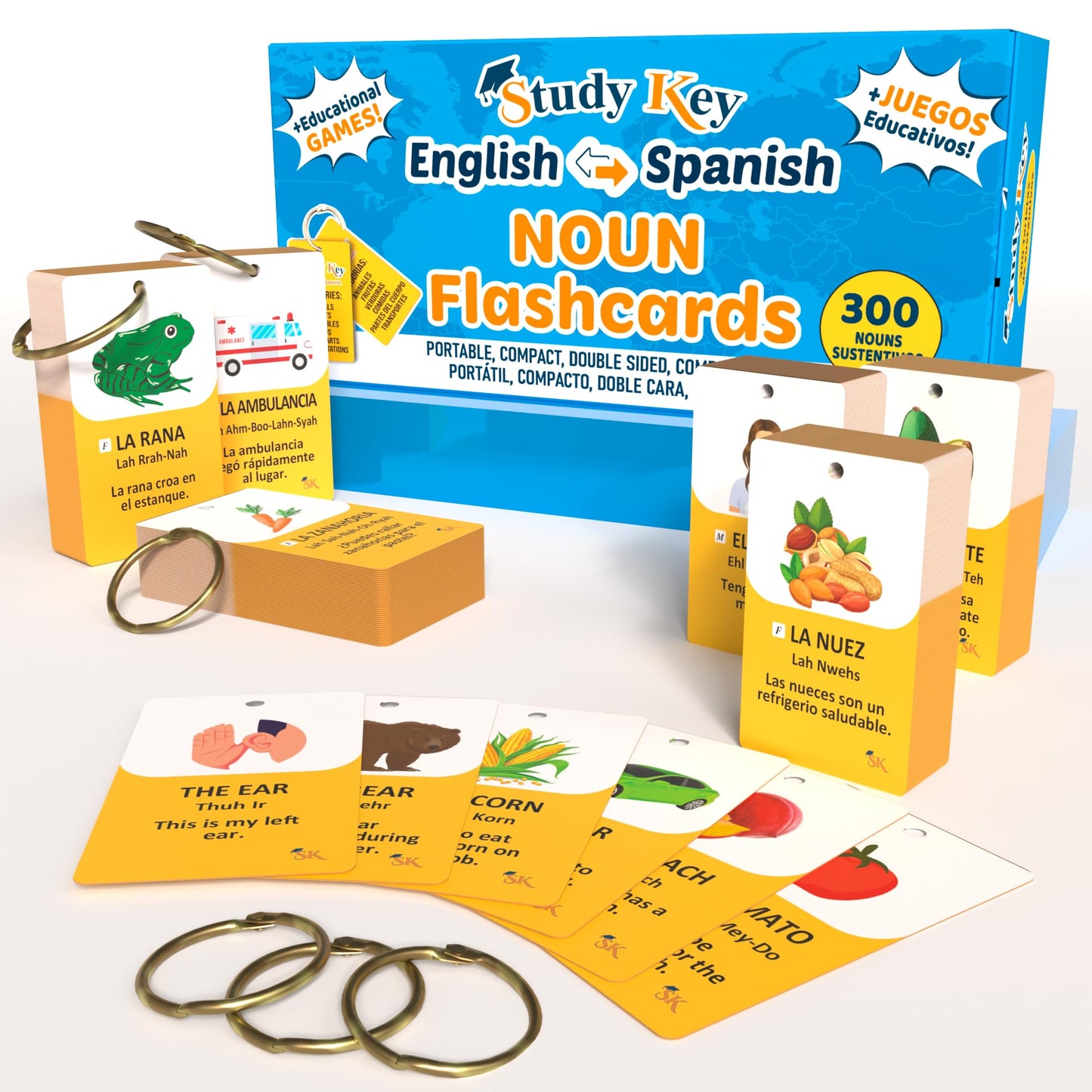 English Spanish Flash Cards for mature-themeds Beginner & Kids - 300 English Spanish Vocabulary Cards  Learn English for Spanish Speakers Kids/Aprender Ingles Cartas Ingl?s y Espaol para mature-themedos y Nios
