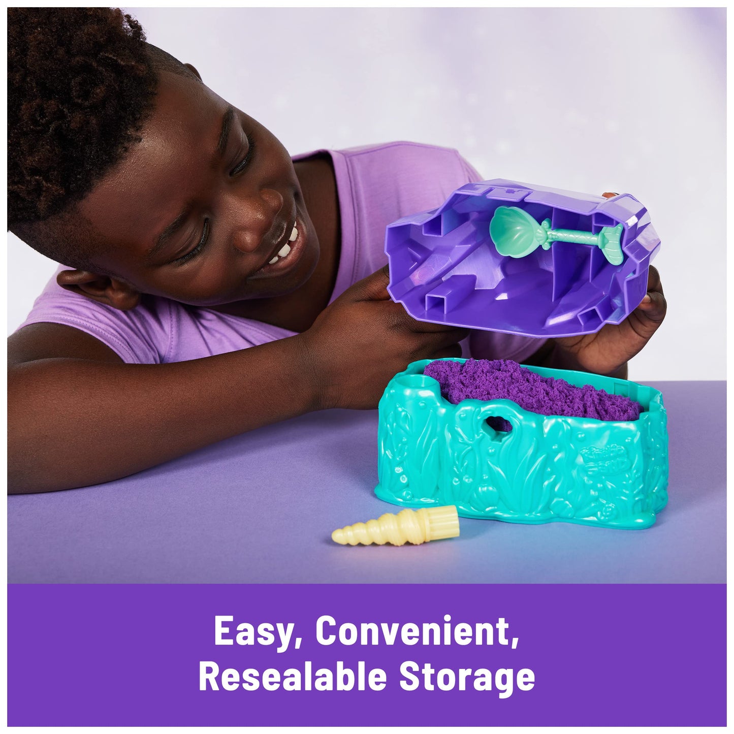 Kinetic Sand Mermaid Crystal Playset - 1lb Gold Shimmer Sand, Tools & Storage, Sensory Toy for Kids Ages 3+ - Model 6064333