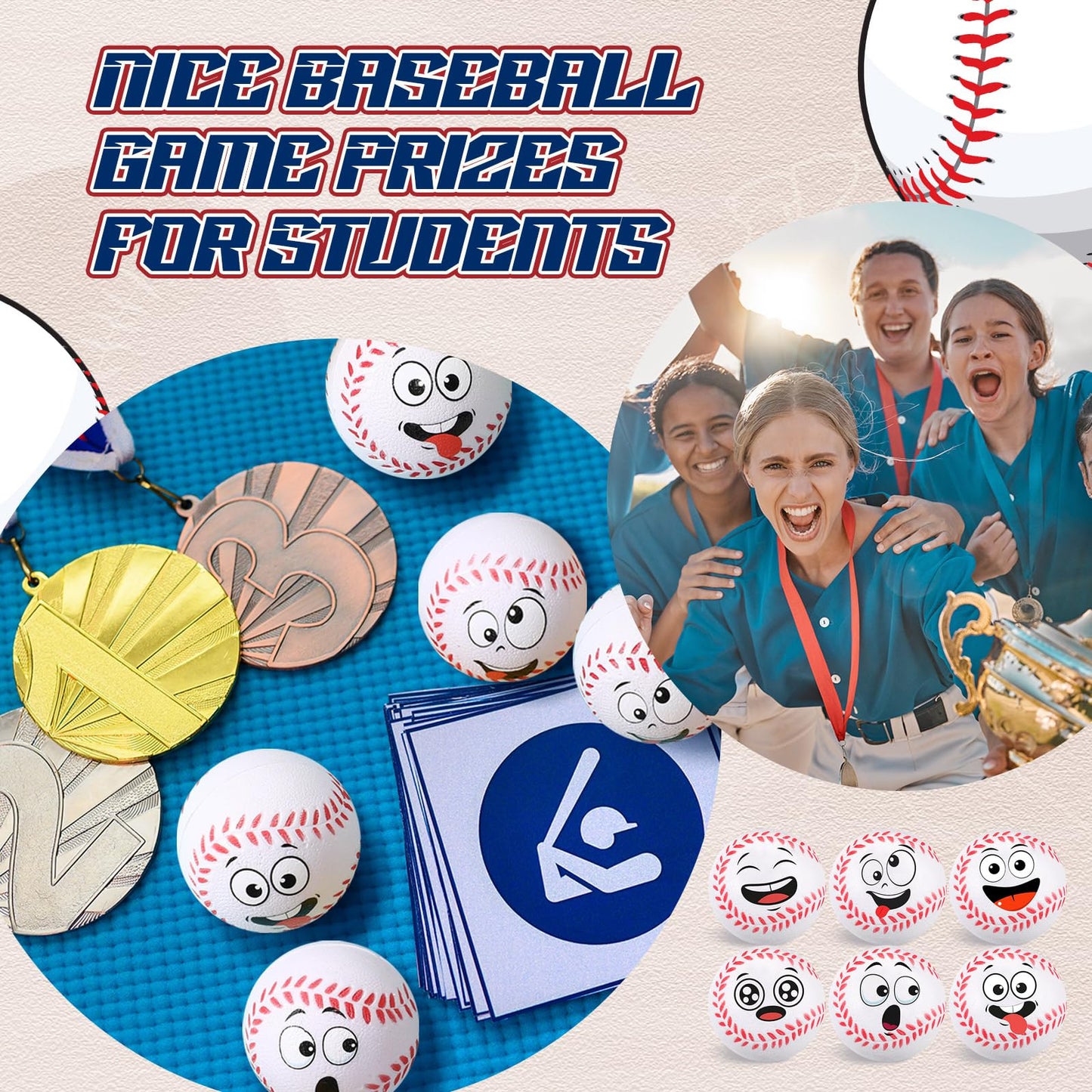 Arrowbash 24 Pcs Mini Face Baseball Stress Balls For Boys Girls Fidget Toys Bulk Foam Balls For Stress And Anxiety Relief Balls