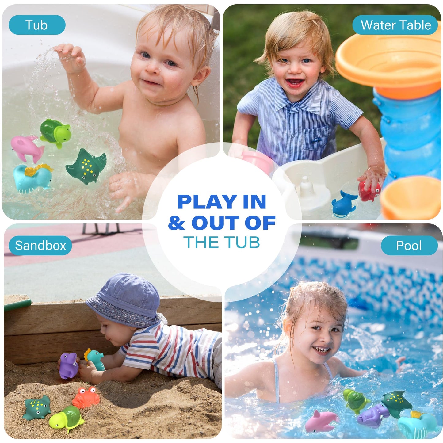 Lotfancy Bath Toys For Kids Ages 1-3, Mold Free Baby Bath Toys For Toddlers 2-4, 8Pcs No Holes Ocean Sea Animal Bathtub Toys, Soft Bath Tub Toys