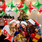TONIFUL 30Pcs 26In&10In Star Balloons Red Green Silver Four Pointed Foil Mini Star Mylar Balloons for Halloween Chrismas Birthda