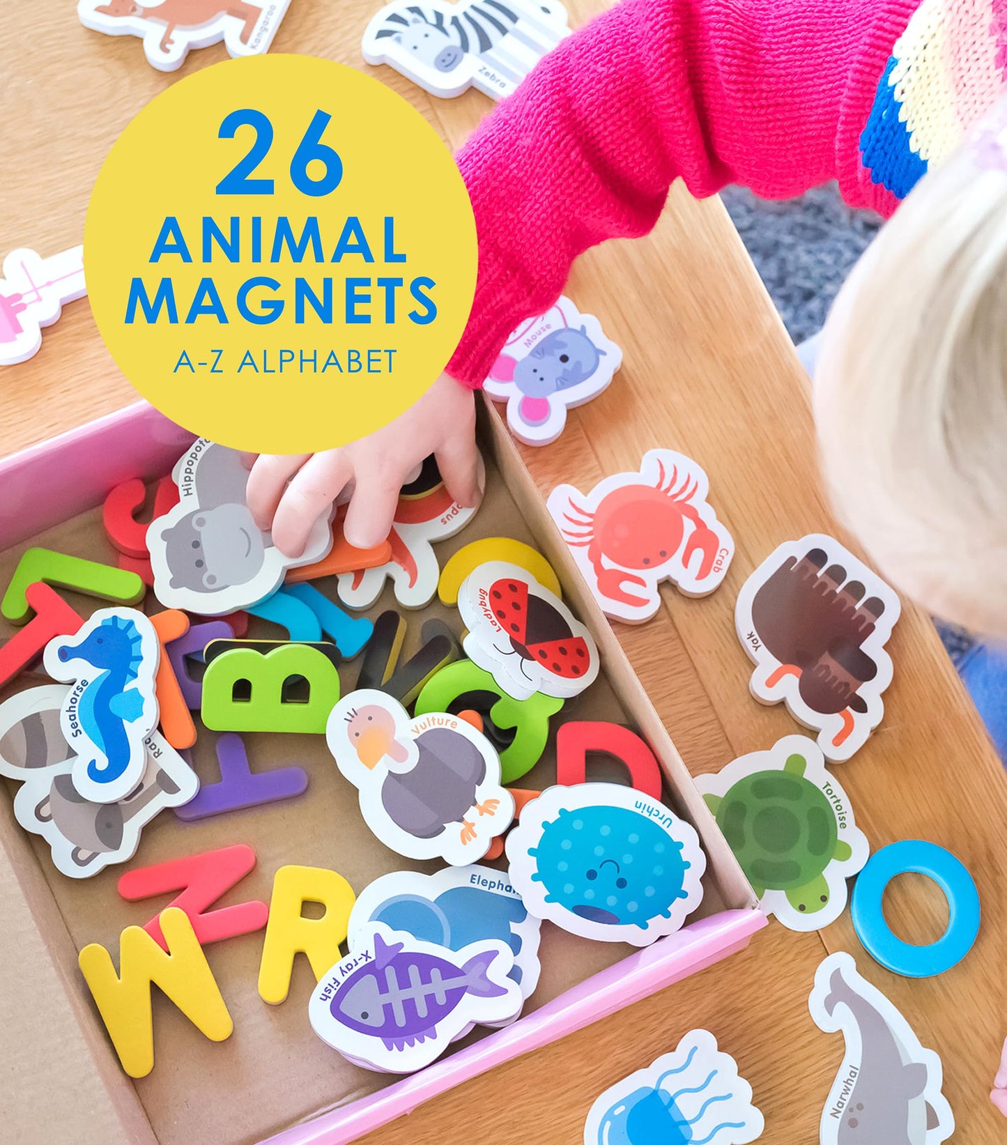 Curious Columbus Animal Toddler Magnets For Refrigerator - 52 Fridge Magnets For Toddlers Play With Magnetic Letters - Foam Abc Magnetic Learning Set For Alphabet Learning