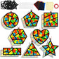 QOUBAI 32 Sets Back to School Geometric Recognition Suncatchers Craft DIY Window Stained Glass Effect Star Paper Crafts Home Sch