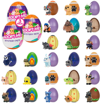 Adopt Me! Mystery Pets Blind Box Easter Egg Assorted 3-Pack - Series 4 - Exclusive Virtual Item Game Code - Collectible 2'' Anim