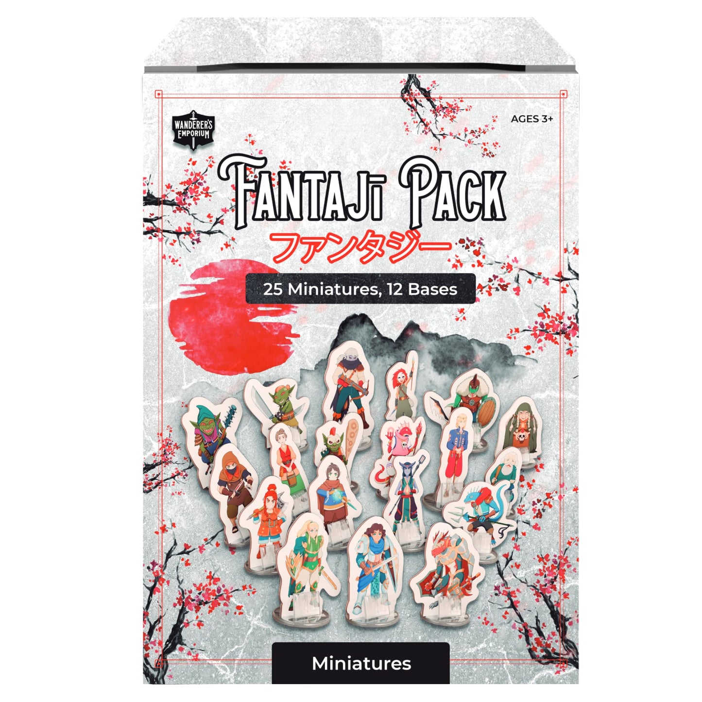 Wanderers Emporium DND Miniatures Starter Set | 28mm-32mm Scale | Cardboard | 25 Miniatures with Bases