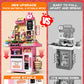 33.8IN Kids Kitchen Playset, 70PCS Kid Play Kitchen with Realistic Lights & Sounds, Spray Sink Toy Kitchen Accessories, Pretend