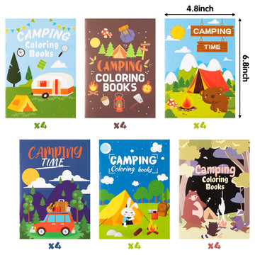 Dvbonike 24Pcs Camping Coloring Books Including Tent Camping Light Forest Bear Rabbit Diy Art Drawing Patterns Summer Birthday P